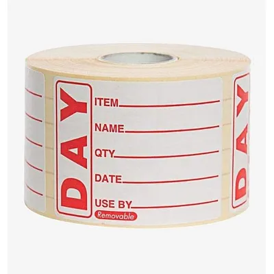 Red Removable Food Rotation Labels Day Label (Roll of 500) - 50 x 65mm