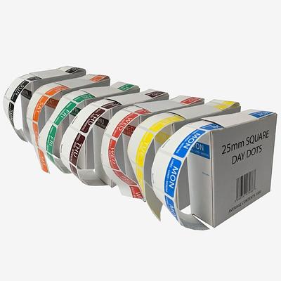 Square 7 Day Food Rotation Labels Mon Sun ( Rolls of 1000)