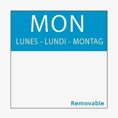 Square Day Food Rotation Labels Monday (Roll of 1000) - 25mm