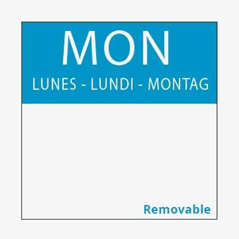 Square Day Food Rotation Labels Monday (Roll of 1000) - 25mm