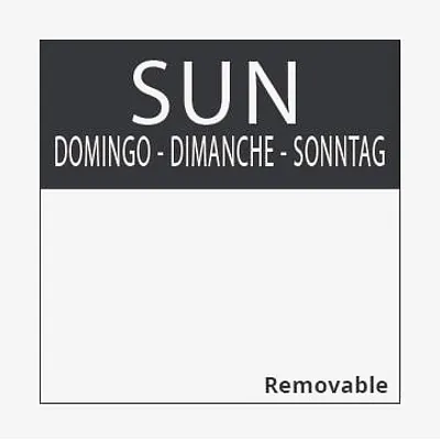 Square Day Food Rotation Labels Sunday (Roll of 1000) - 25mm