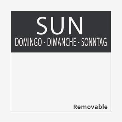 Square Day Food Rotation Labels Sunday (Roll of 1000)