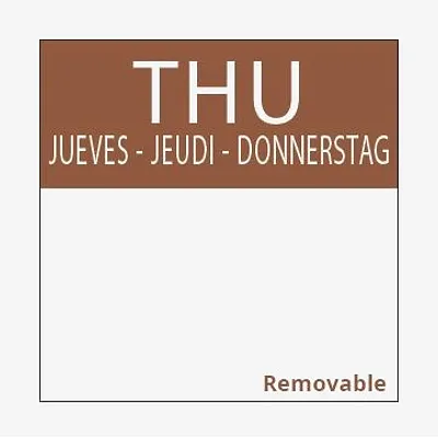 Square Day Food Rotation Labels Thursday (Roll of 1000) - 25mm