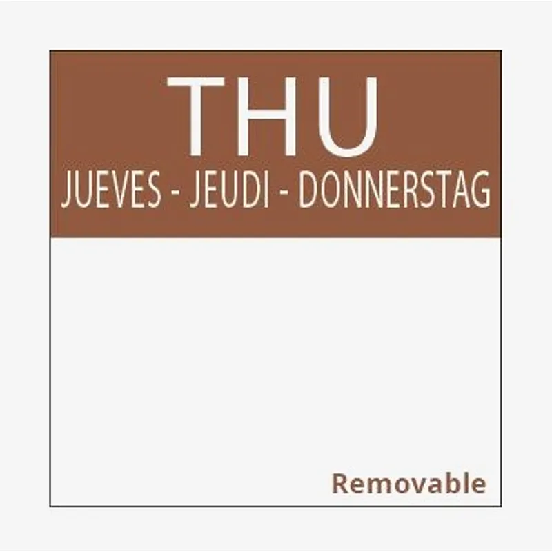 Square Day Food Rotation Labels Thursday (Roll of 1000) - 25mm