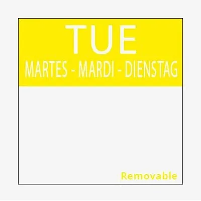 Square Day Food Rotation Labels Tuesday (Roll of 1000) - 25mm