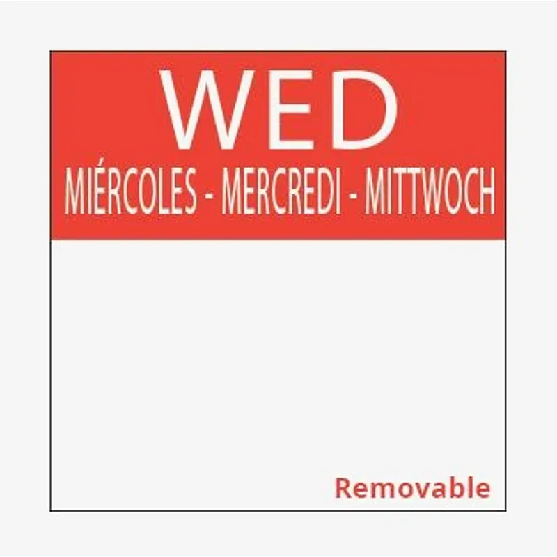 Square Day Food Rotation Labels Wednesday (Roll of 1000) - 25mm