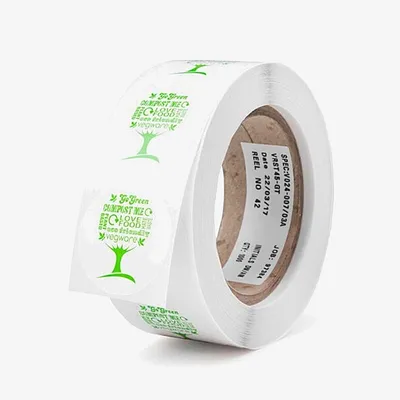 Vegware Round Sticker Green Tree (Roll of 1000)