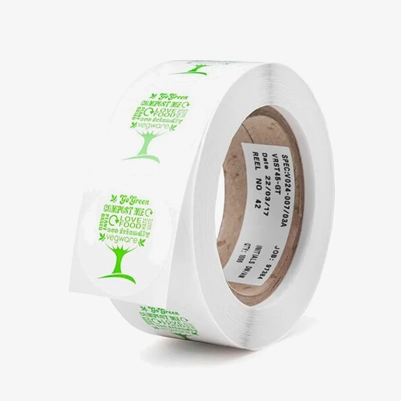 Vegware Round Sticker Green Tree (Roll of 1000)