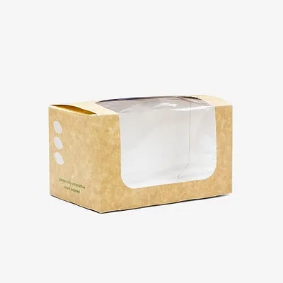 Vegware Kraft Bloomer Sandwich Carton - 70 x 125 x 70mm