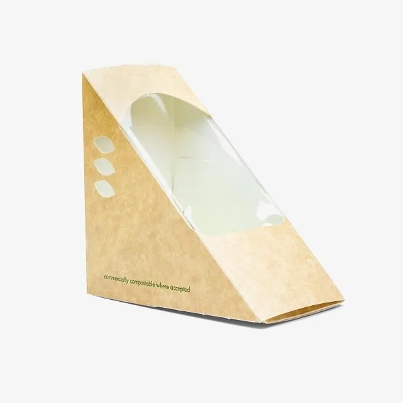 Vegware Kraft Deep Fill Sandwich Wedge - 125 x 75 x 125mm