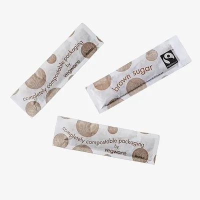 Vegware Brown Fairtrade Sugar Sticks, Wrap