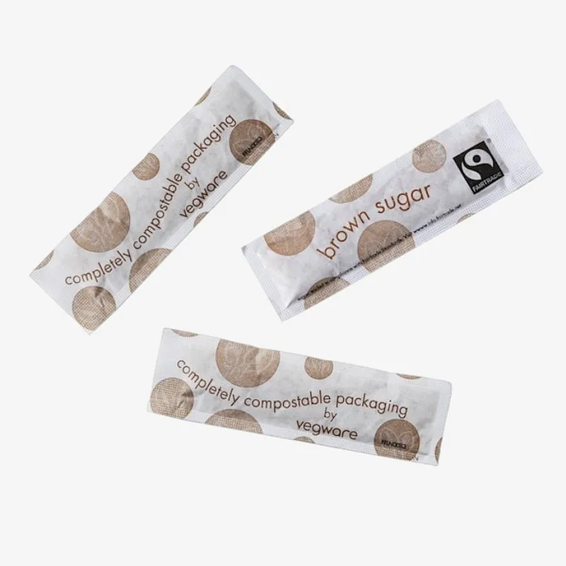 Vegware Brown Fairtrade Sugar Sticks, Wrap