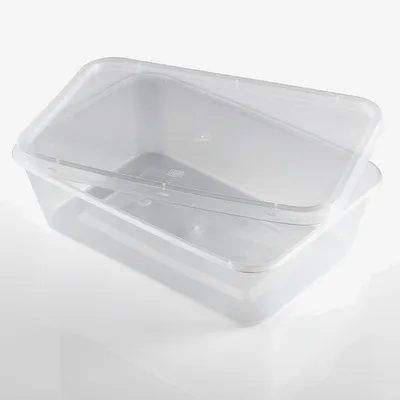 Plastic 650cc Microwaveable Container with Lids - 174 x 119mm