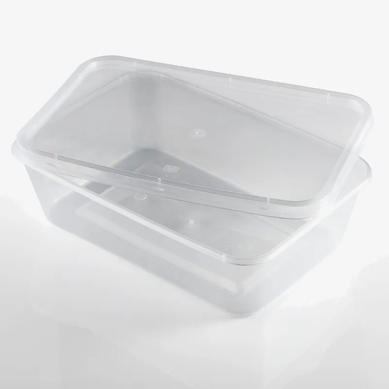 Plastic 650cc Microwaveable Container with Lids - 174 x 119mm