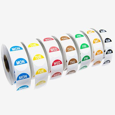 Day Food Rotation Labels Complete Set 7 Days Round (7 Rolls of 1000)