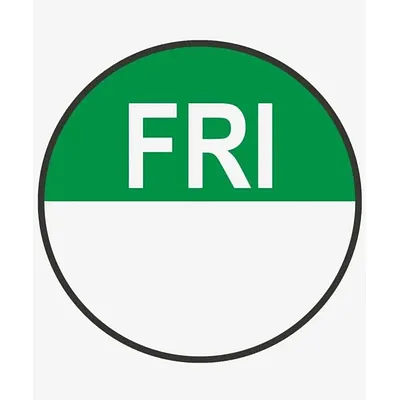 Day Food Rotation Labels Round Friday (Roll of 1000) - 20 x 20mm
