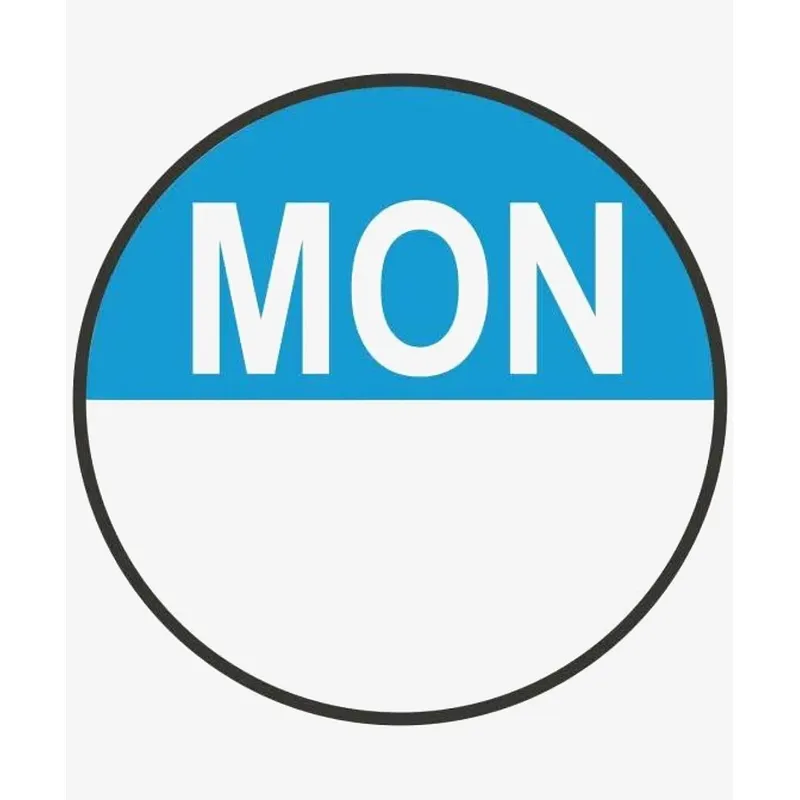 Day Food Rotation Labels Round Monday (Roll of 1000) - 20 x 20mm