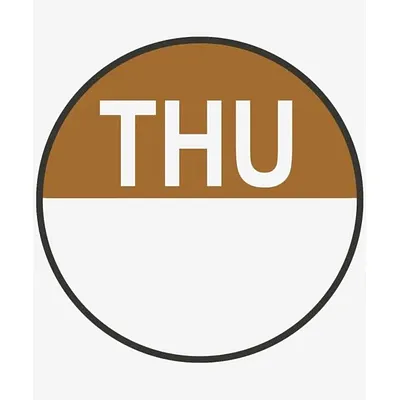 Day Food Rotation Labels Round Thursday (Roll of 1000) - 20 x 20mm