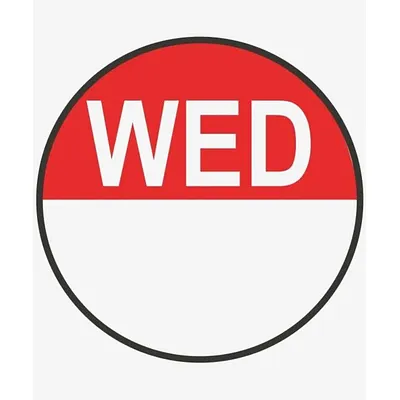 Day Food Rotation Labels Round Wednesday (Roll of 1000) - 20 x 20mm