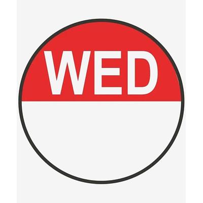 Day Food Rotation Labels Round Wednesday (Roll of 1000)