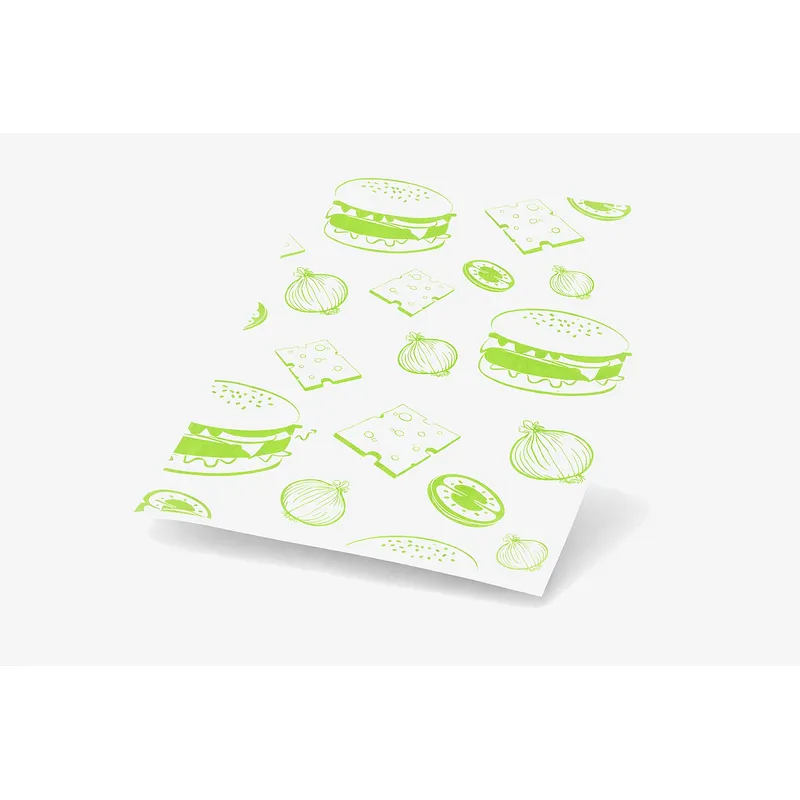 Green Printed Burger Wraps - 250mm / 200mm
