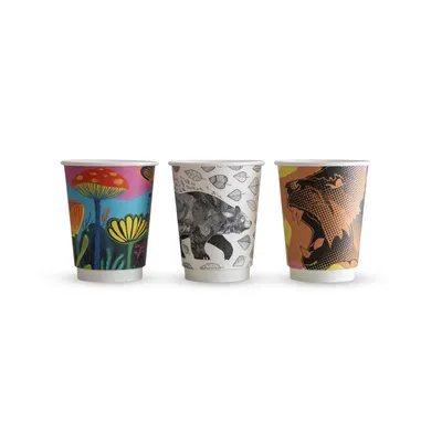 Vegware Gallery Design Double Wall Takeaway Cup (Designs subject to change) - 12oz