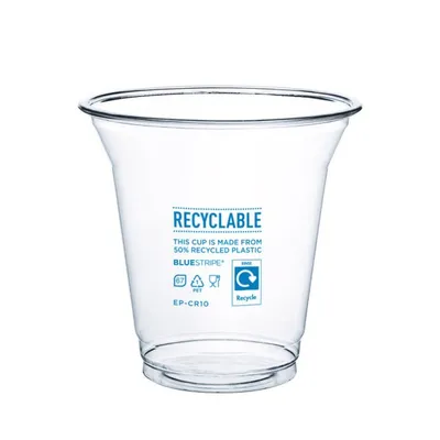 Eco Products Vegware 10oz BlueStripe rPET Cold Cups