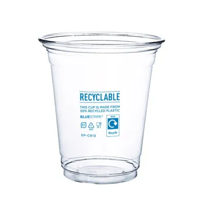 Eco Products Vegware 16oz BlueStripe rPET Cold Cups