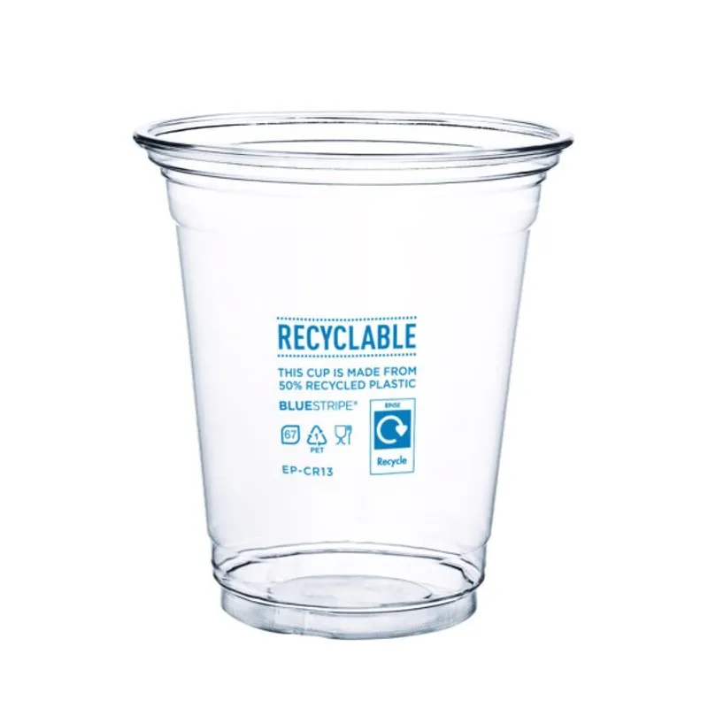 Eco Products Vegware 16oz BlueStripe rPET Cold Cups