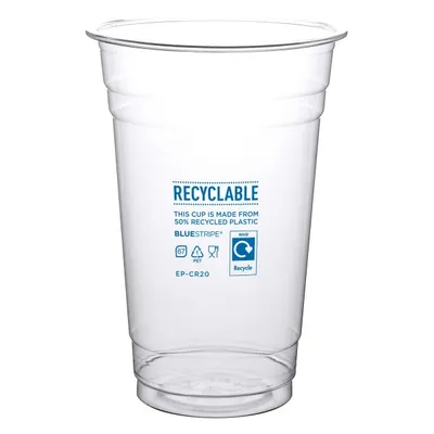 Eco Products Vegware 20oz BlueStripe rPET Cold Cups