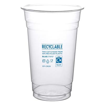 Smoothie Cups (Eco Products Vegware 20oz BlueStripe rPET Cold Cups)
