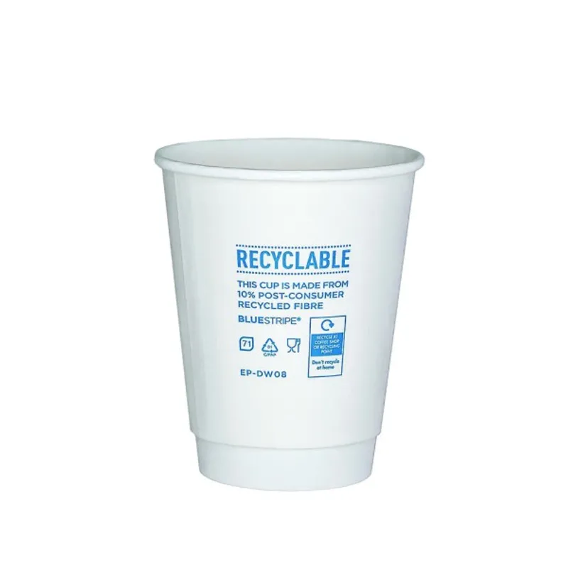 Eco Products Vegware 16oz BlueStripe Double Wall Cups - 137mm