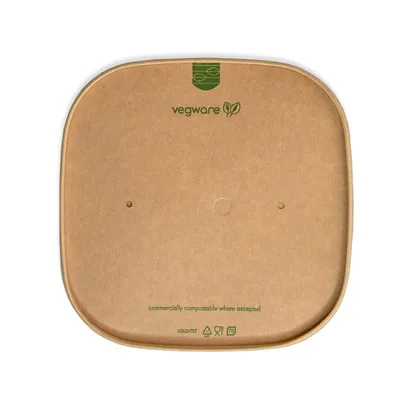 Vegware Square Kraft Paper Lid – Compostable (173mm)