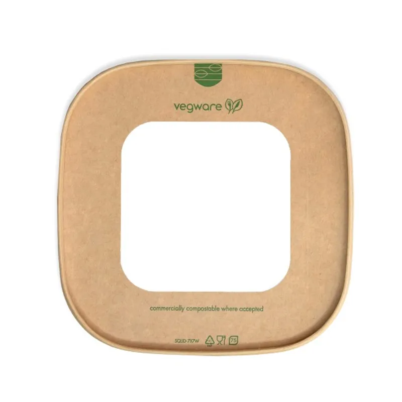 Vegware Square Kraft Window Lid – Compostable (173mm)