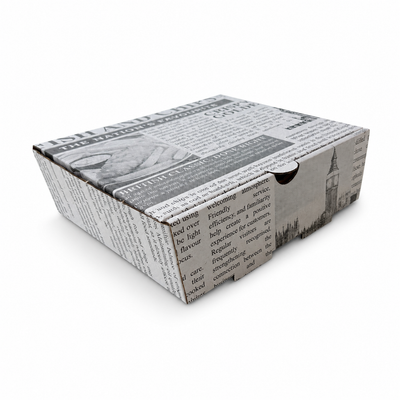 Fish + Chips (6 x 6 x 2 Newspaper Print Fish & Chip Box – Premium)