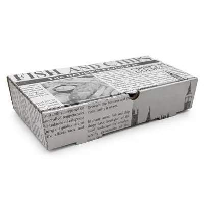 9 x 6 x 2 Newspaper Print Fish & Chip Box – Premium